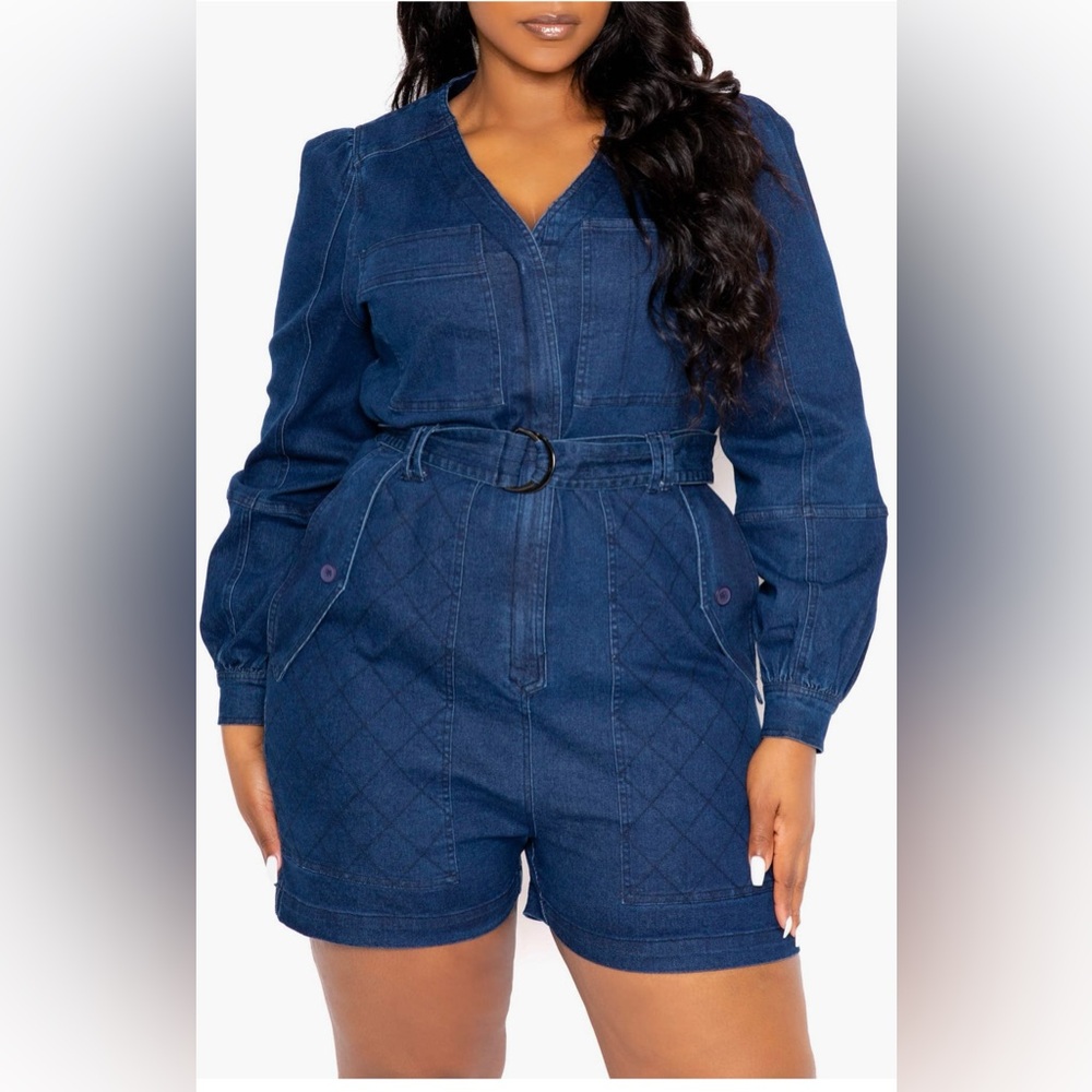 Stylish Blue Denim Romper Plus Size NWT 3XL (18W - 20W)
